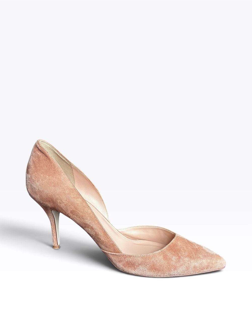 J. Crew Women's 10 Lucie Suede D'Orsay Pumps Italy Beige Split Side Old Money